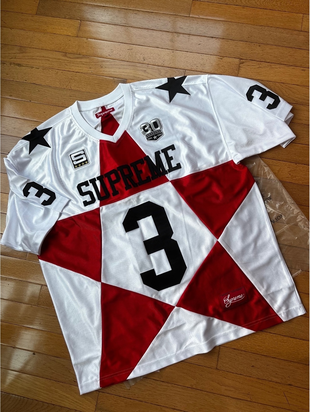Supreme Star Football Jersey White Red Size Large